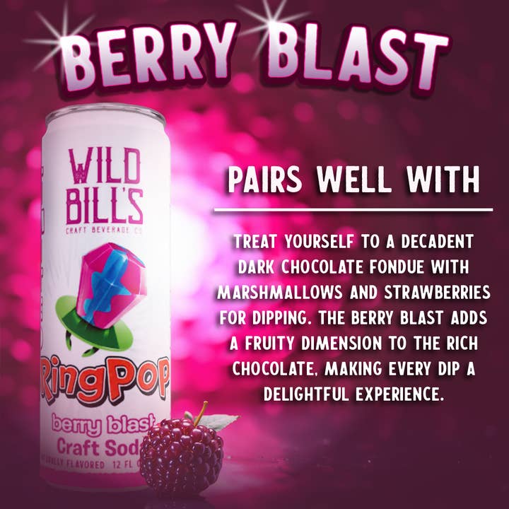 Wild Bill’s Craft Beverage Co. - Wholesale Soda/Carbonated Drink - Ring Pop Soda Berry Blast Pure Cane Sugar, 12-Pack, Cans3