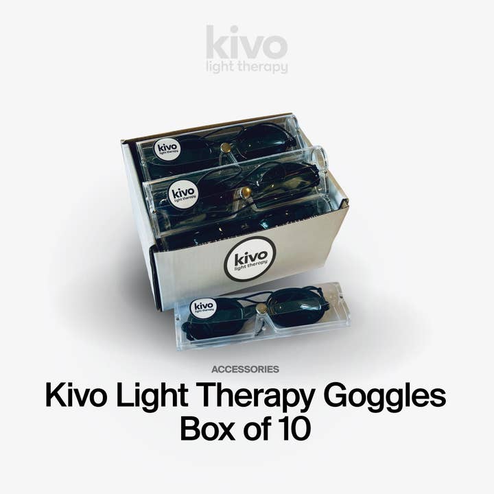 Commercial: Box of 10 Light Therapy Goggles for wholesale by Kivo Red Light Therapy