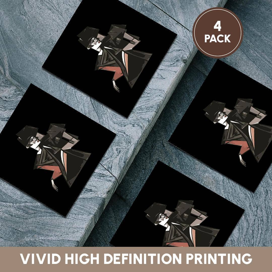 3dRose - Wholesale Coasters - 3dRose, Goth Girl Dancing Geometric Abstract Art Cut Out, Coaster5