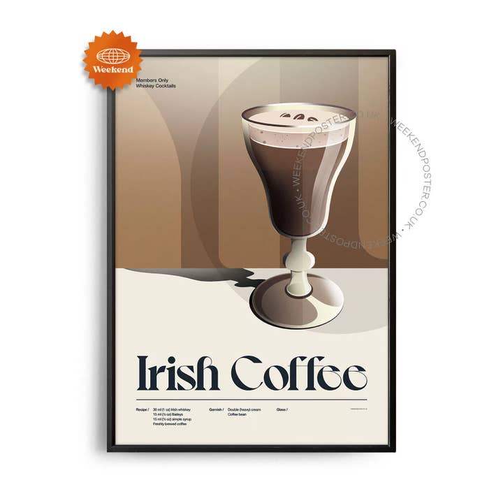 Cartaz de Cocktail de Café Irlandês Retro de Meados do Século por atacado de Weekend Concept