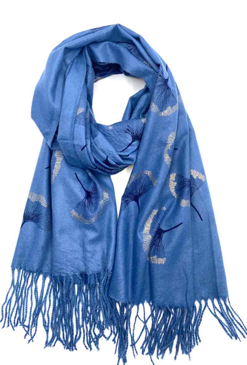 LINETA - Wholesale Scarf - Women's - Gingko Leaf Pattern Soft Scarf12