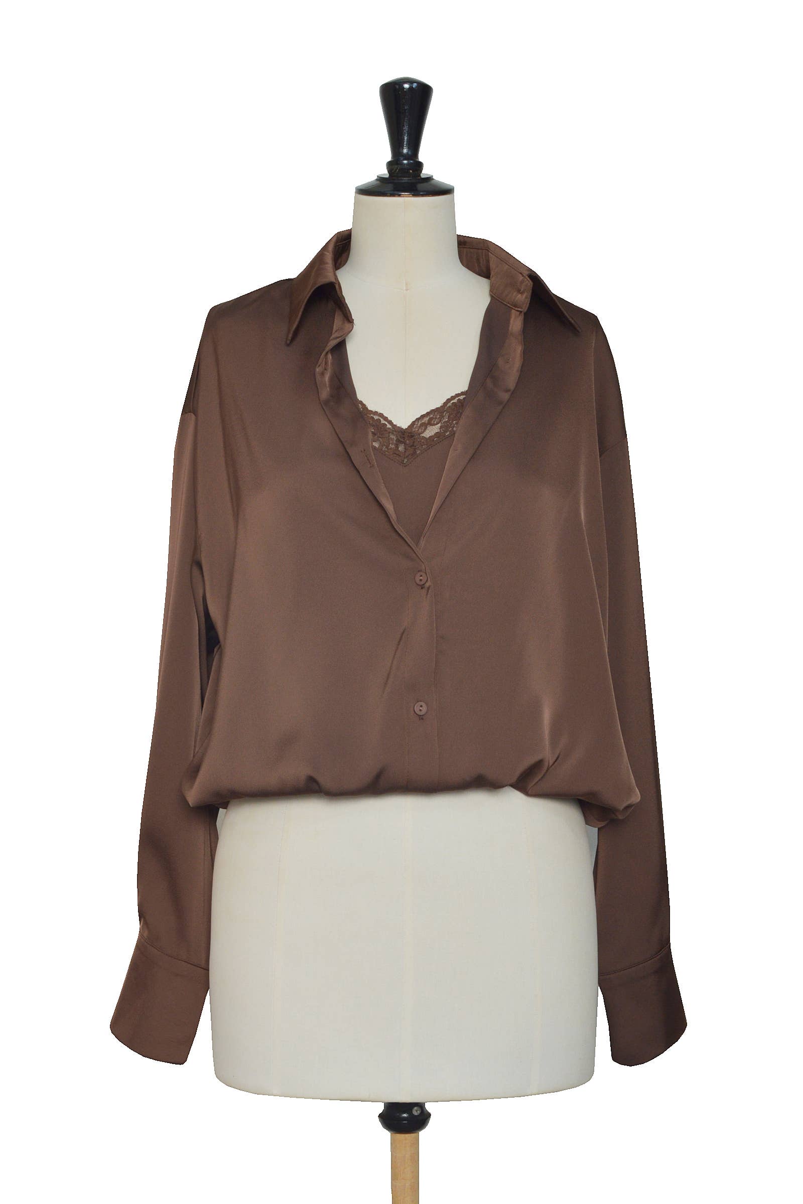 ELLI WHITE - Wholesale Blouse - Women's - Satin blouse with 2-in-1 effect and integrated lace camisole13