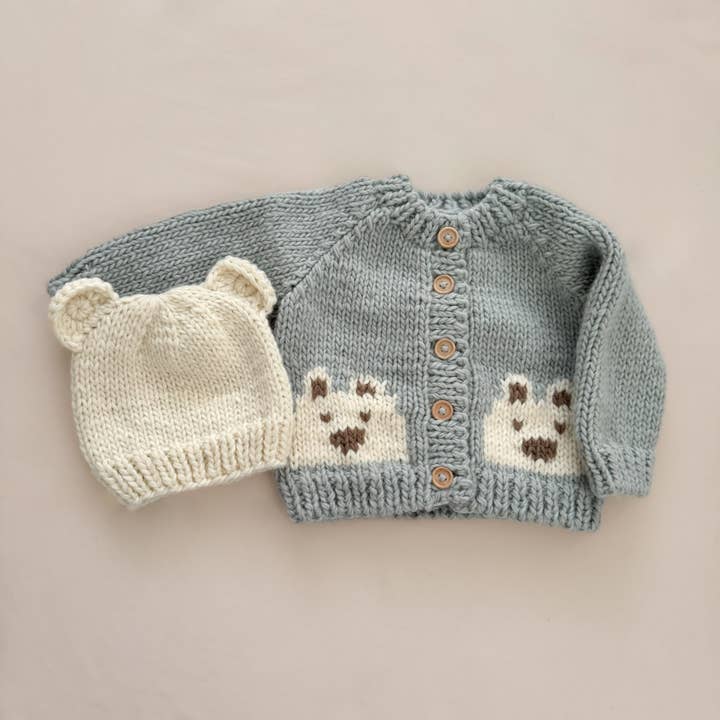 The Blueberry Hill - Wholesale Newborn/Knit Hat - Baby - Bear Hat, Cream Baby Shower Kid Accessories Fall Winter Gift