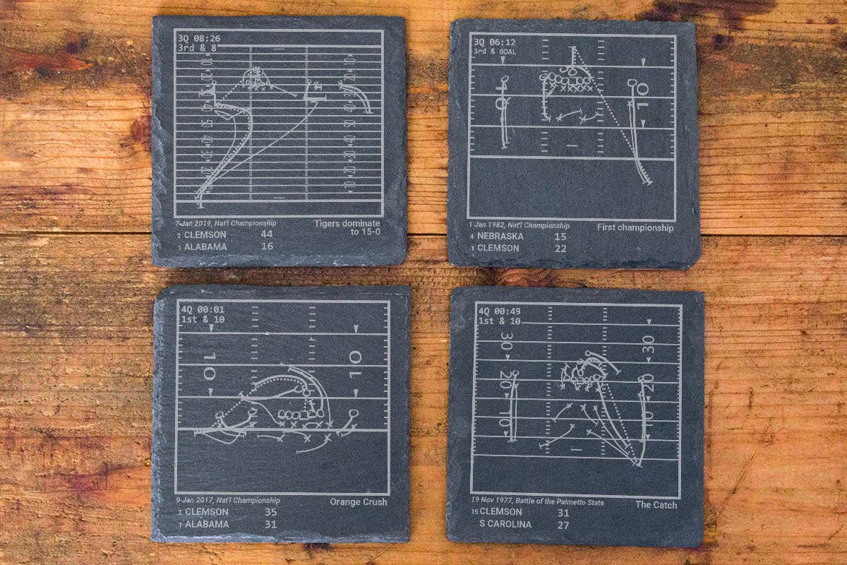 Playbook Products - Wholesale Onderzetters - Beste Clemson-voetbalwedstrijden: Slate Coasters (set van 4)1