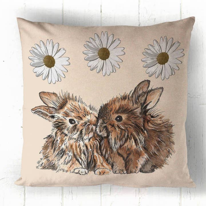 Rabbits Cotton Cushion Cover for wholesale by Wild Whiskers
