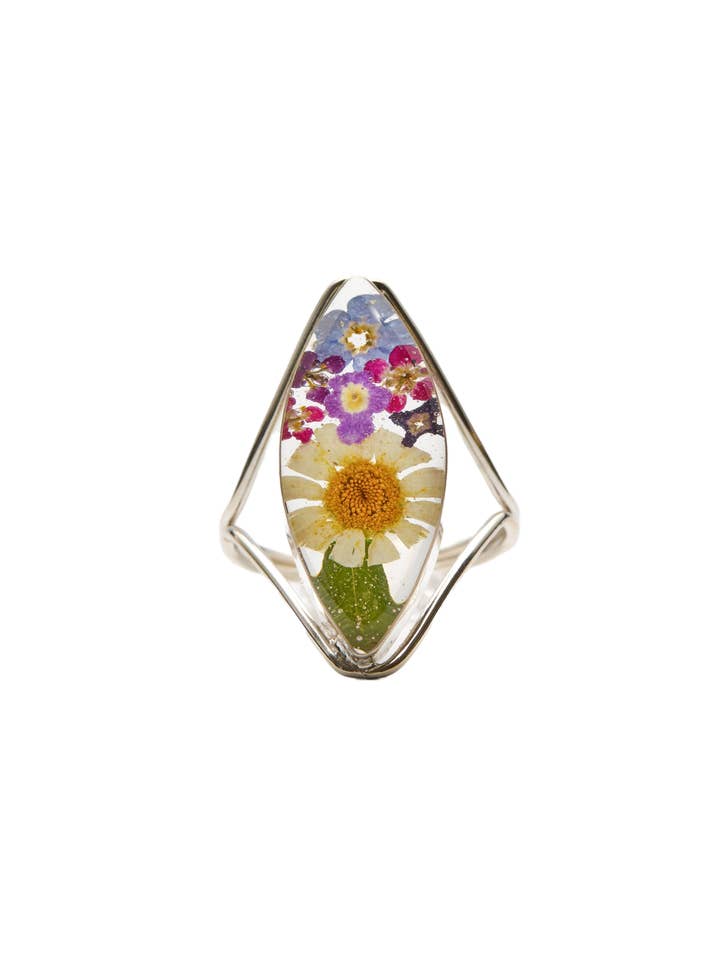 Anello Marquise con Margherita e Fiori Misti per la vendita all'ingrosso da parte di Fresh Jewelry Co