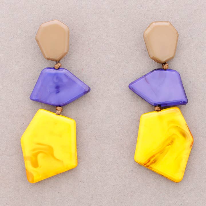Brincos geométricos de resina por atacado de Sonata
