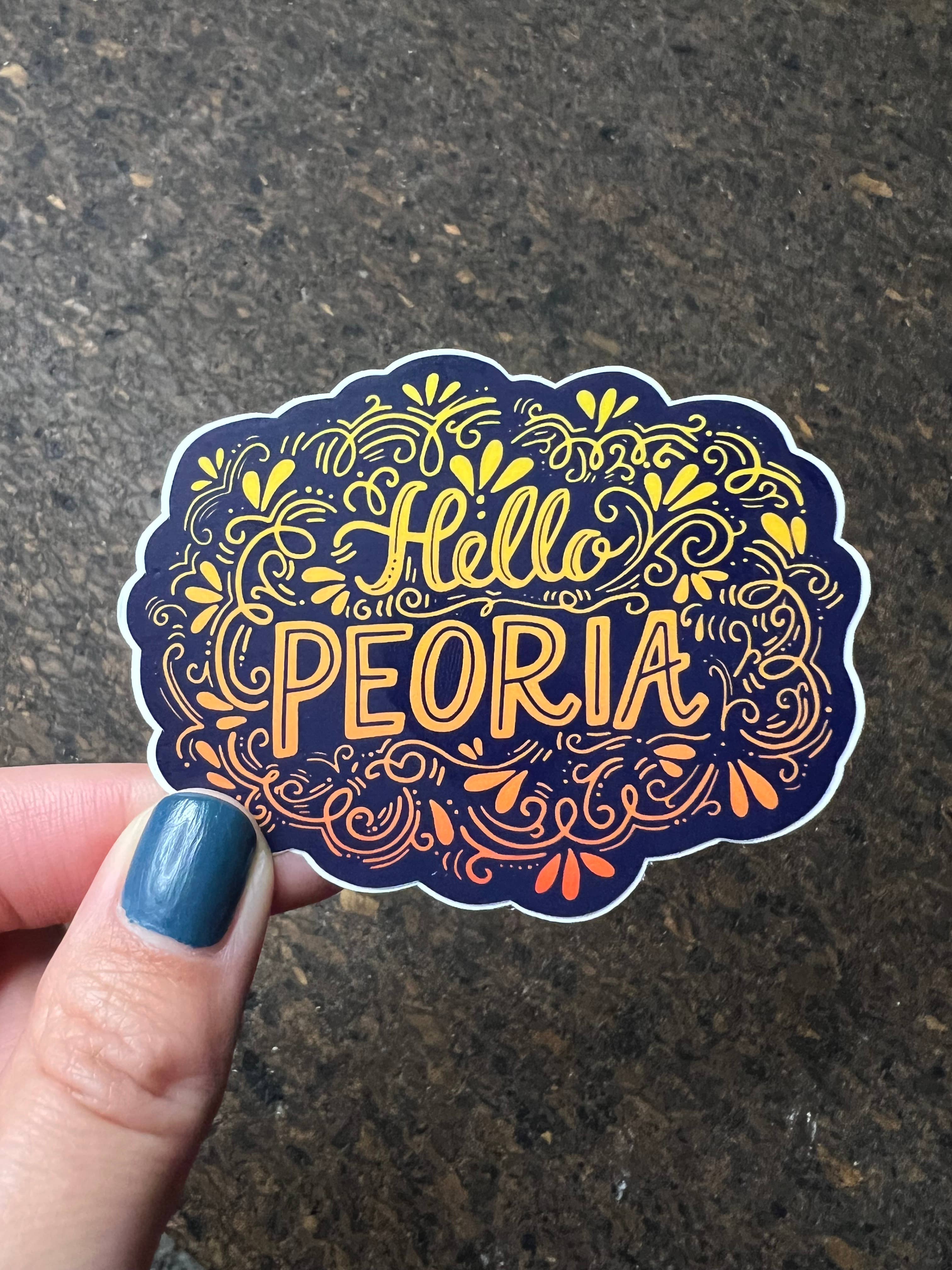Lettering Works - Wholesale Sticker - Hello Peoria, Illinois Vinyl Sticker