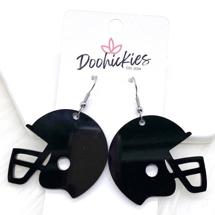 Doohickies - Vente Boucles d'oreilles pendantes - Casques Spirit personnalisés en acrylique solide de 1,5 po - Boucles d'oreilles de sport3