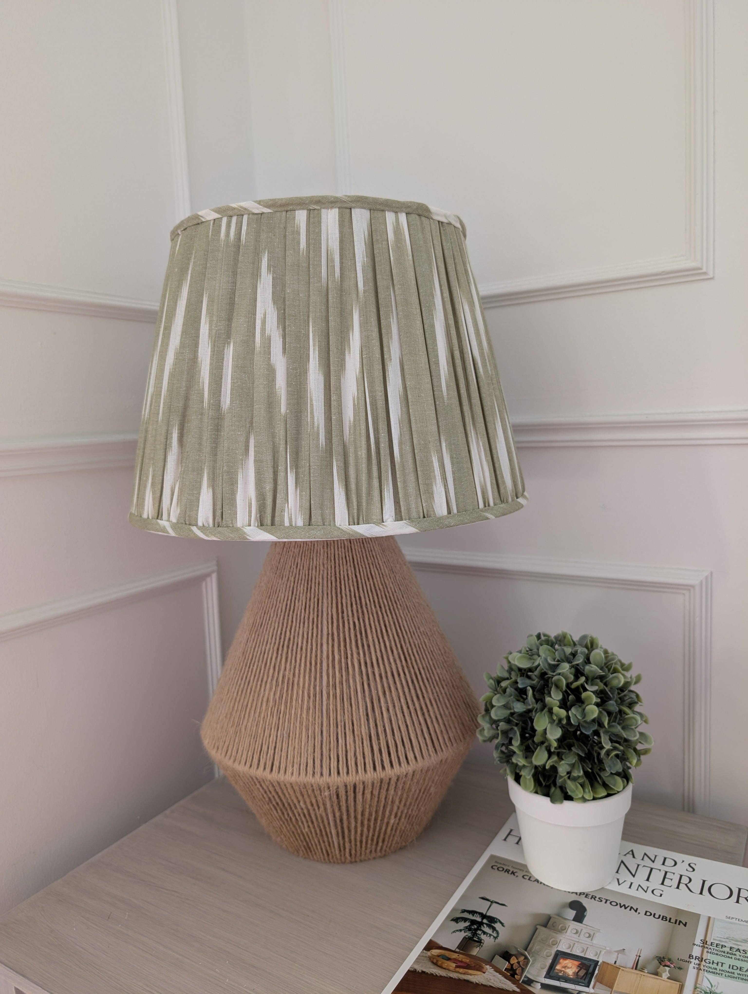 LNH EDIT - Wholesale Lamp Shade - Green Ikat Pleated Lampshade5