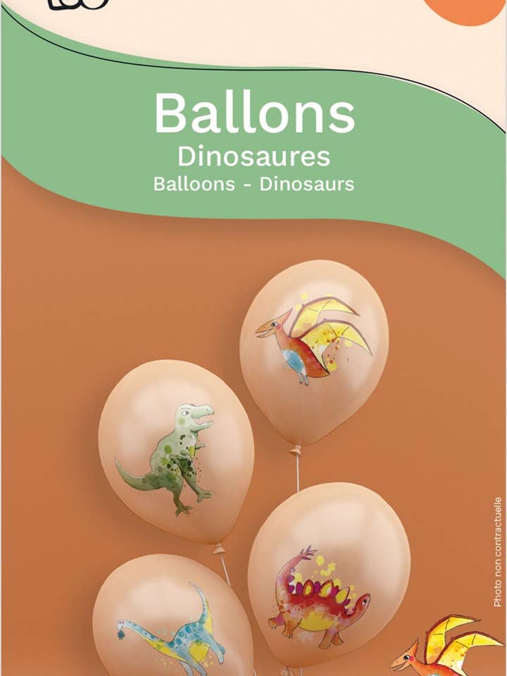 C&L Balão Ø 30 cm - Conjunto de 8 - Dinossauros por atacado de P'tit Clown