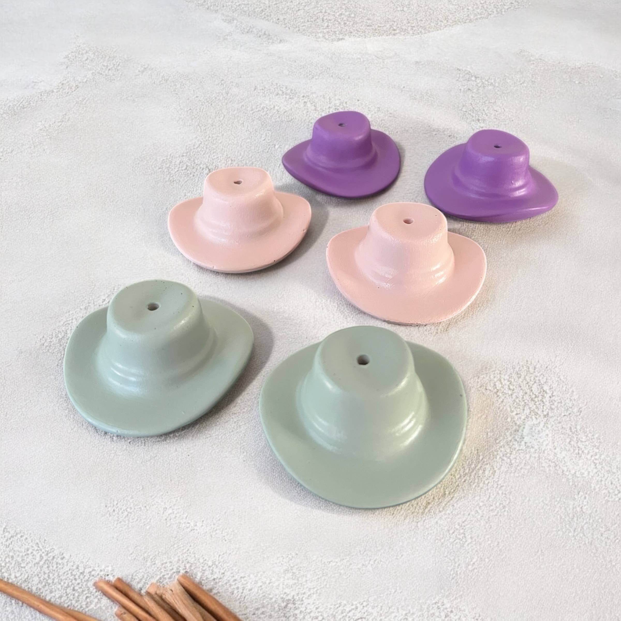 Fire and Moth Co - Wholesale Incense Holder - Colorful Concrete Cowboy Western Hat Incense Holder5