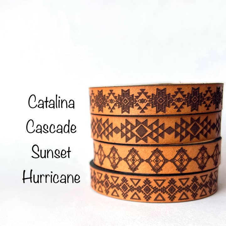 New Market Farmhouse - Wholesale Cuff Bracelet - Men's Western Boho Engraved Leather Bracelet Cuff - Snap