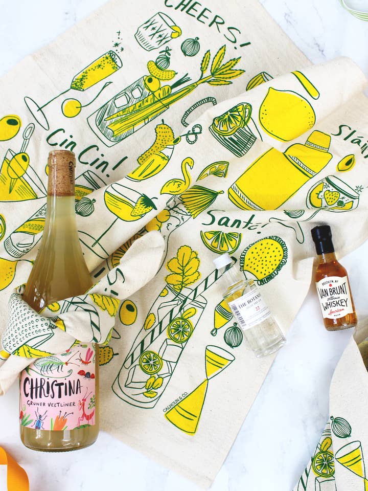 Cocktail Party Tea Towel for wholesale by Calhoun & Co.