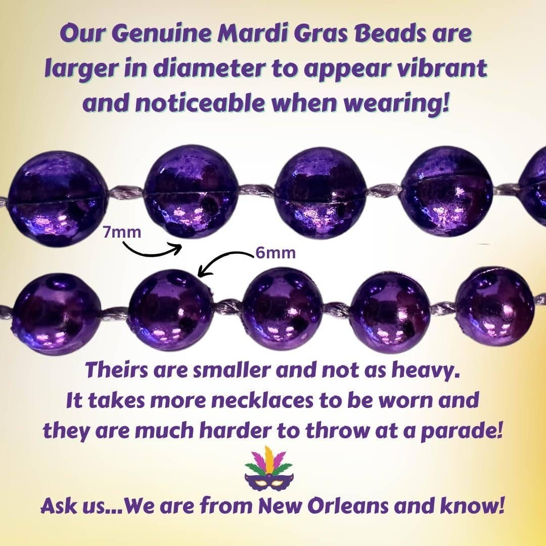 The Mardi Gras Krewe - Wholesale Party Favor - Mardi Gras Beads 33 inch 7mm, 12 Dozen, 144 Necklaces with Doubloon- Bulk Party Favors4