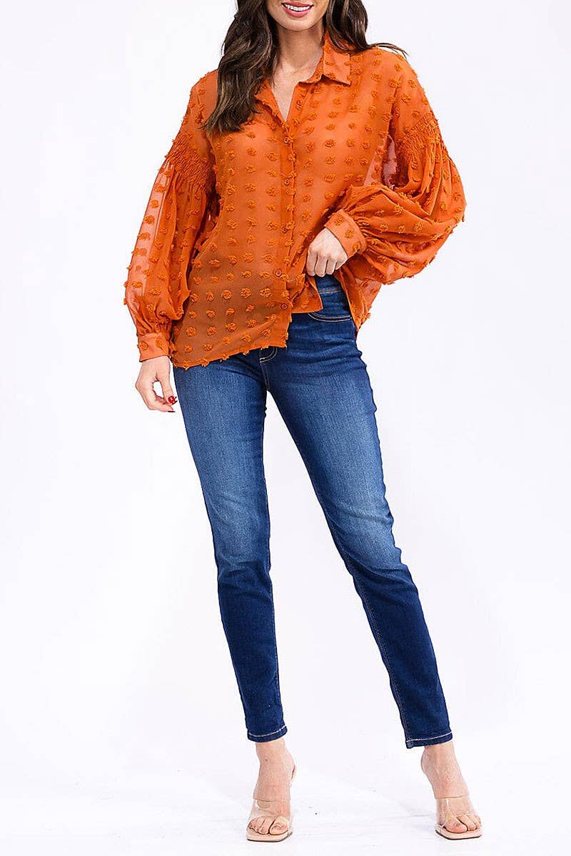 ROUSSEAU - Vente Chemise à col boutonné – femme - CHEMISIER À MANCHES LONGUES AVEC BOUTONS ET DÉTAILS À POIS SUISSES13