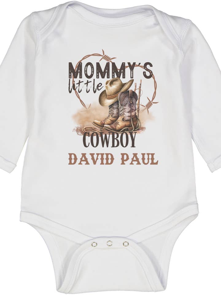Mommy's Little Cowboy Personalized LS Body 1 for wholesale by Initial Request