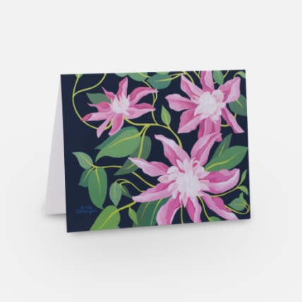 Biglietto di auguri Clematis per la vendita all'ingrosso da parte di Artwork By Emilie