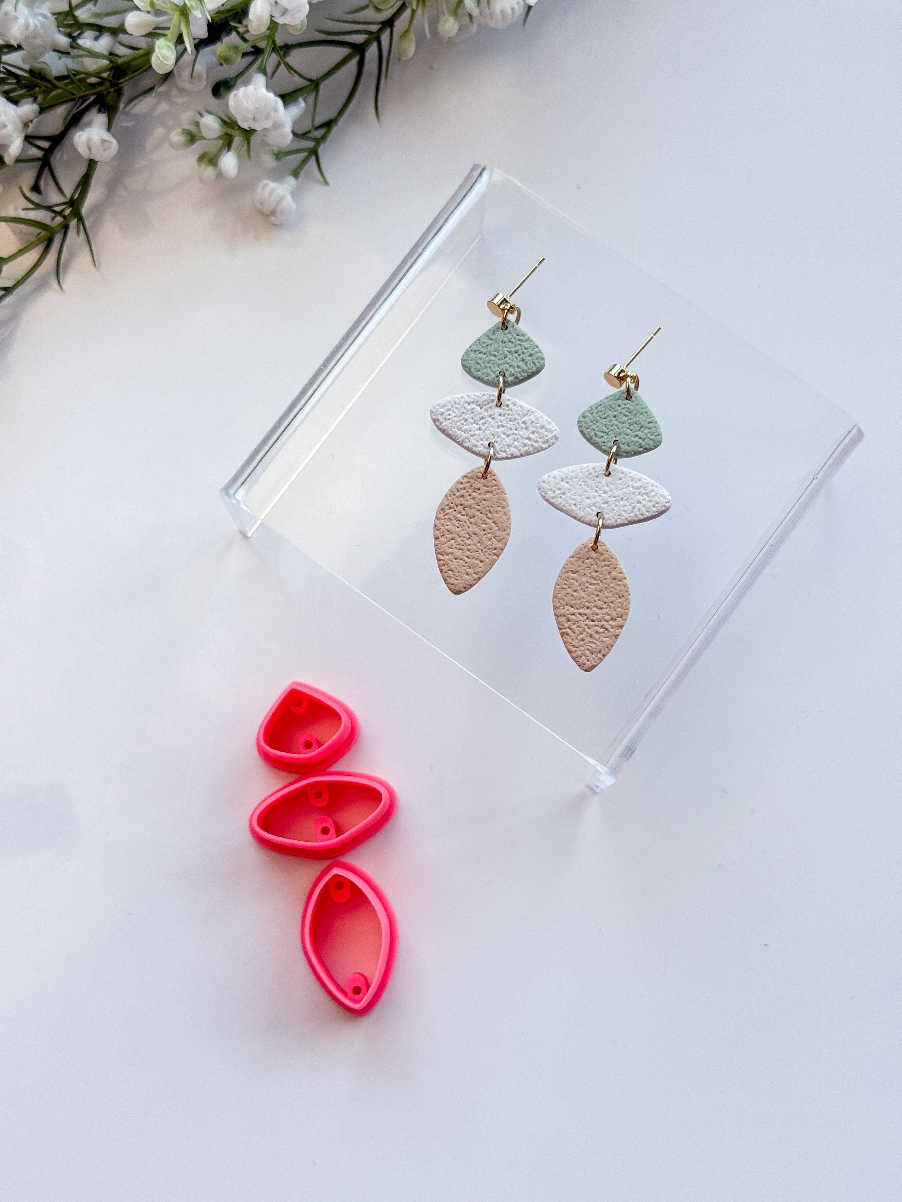 Tera Clay – wholesale Craft tool – Diamond Pebbles with Drill Guides Polymer Clay Cutters Set