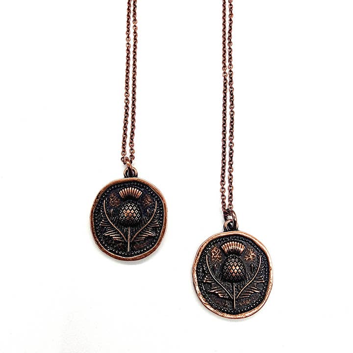 MergingMetals - Wholesale Pendant/Charm Necklace - Thistle Necklace - Antique Copper