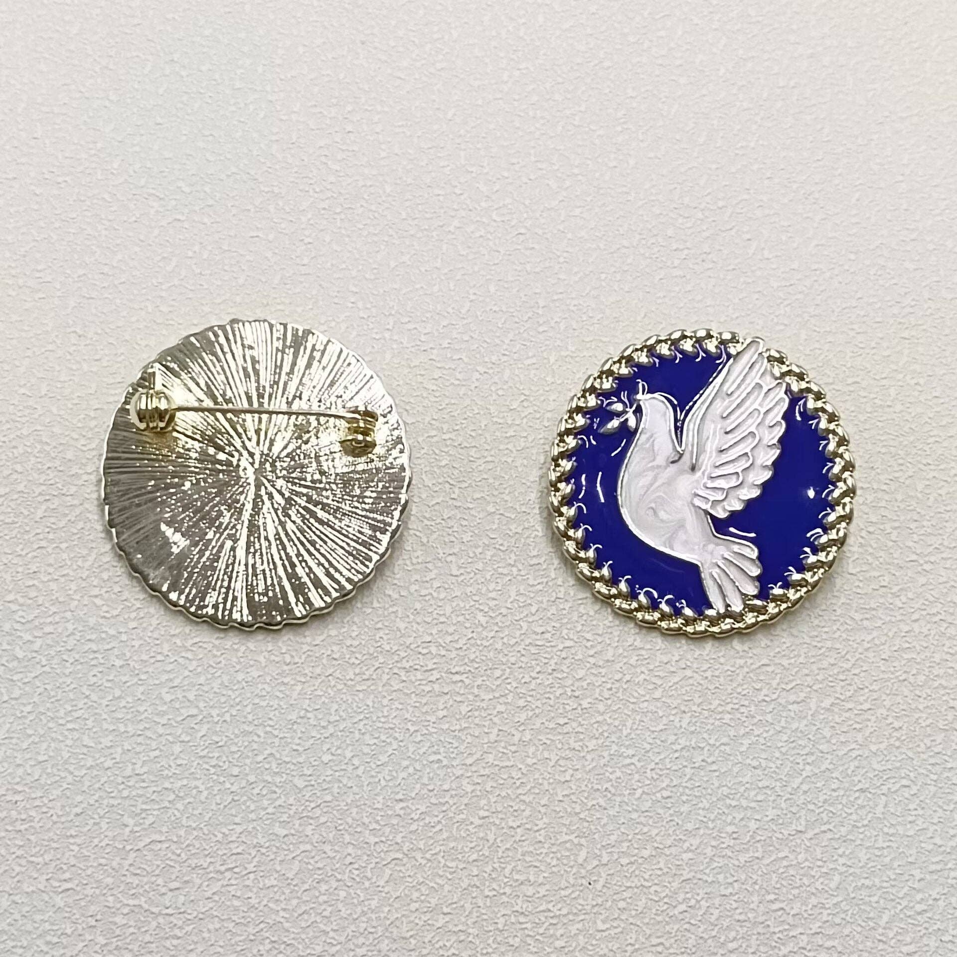 Mio Queena - Vendita all'ingrosso Spille - Spilla Rotonda Colomba della Pace in Smalto4