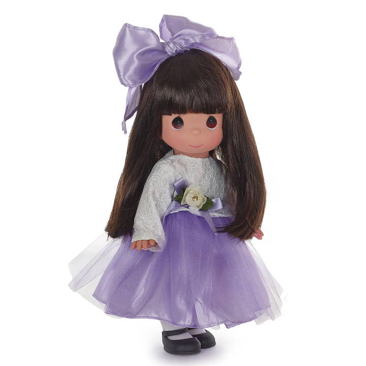 Belle poupée en dentelle, brune, violette, 12 pouces pour la vente par The Doll Maker LLC