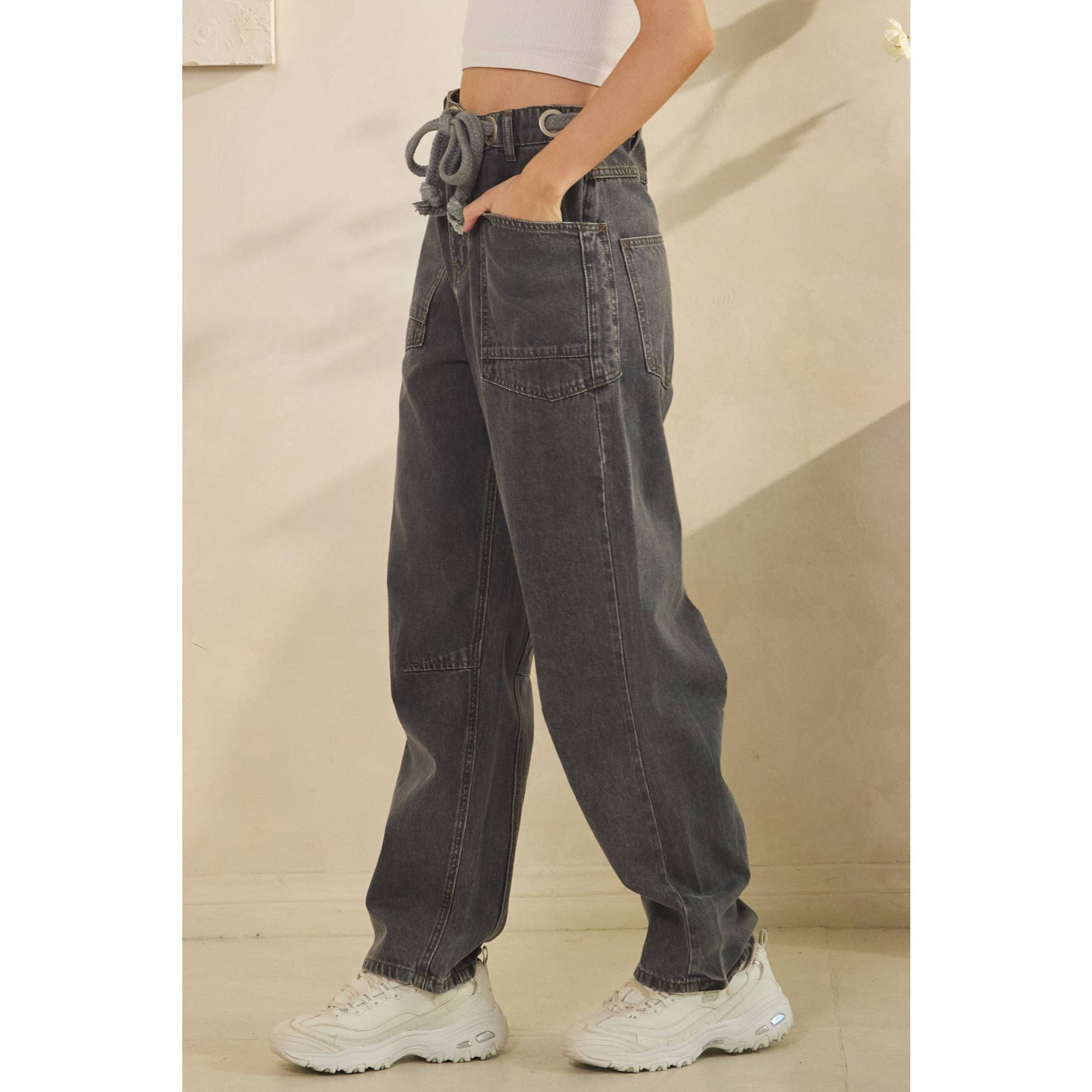 Sage + Fig - Wholesale Pants - Women's - VINTAGE ROPE TIE DENIM (SP7988)13