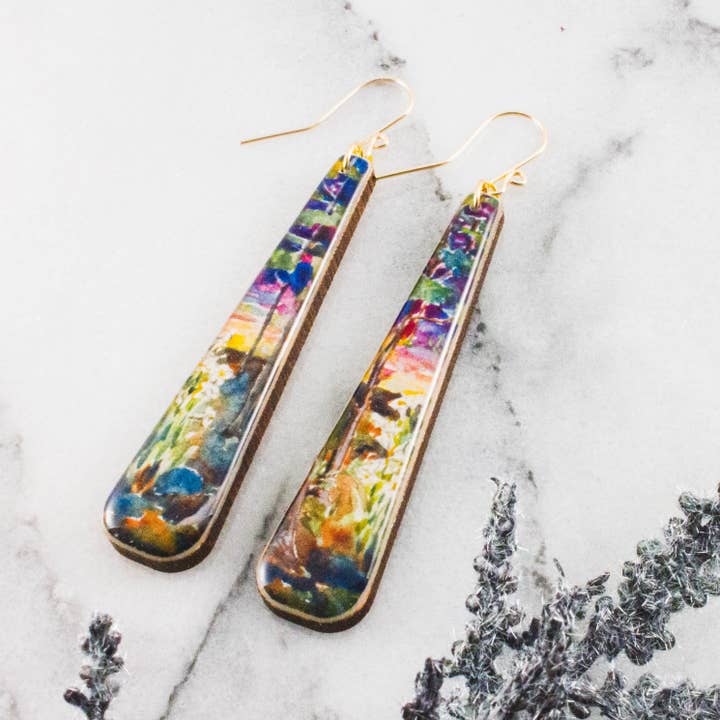 No Man's Land - Wholesale Dangle Earrings - Painted Sunset Long Statement Earrings1