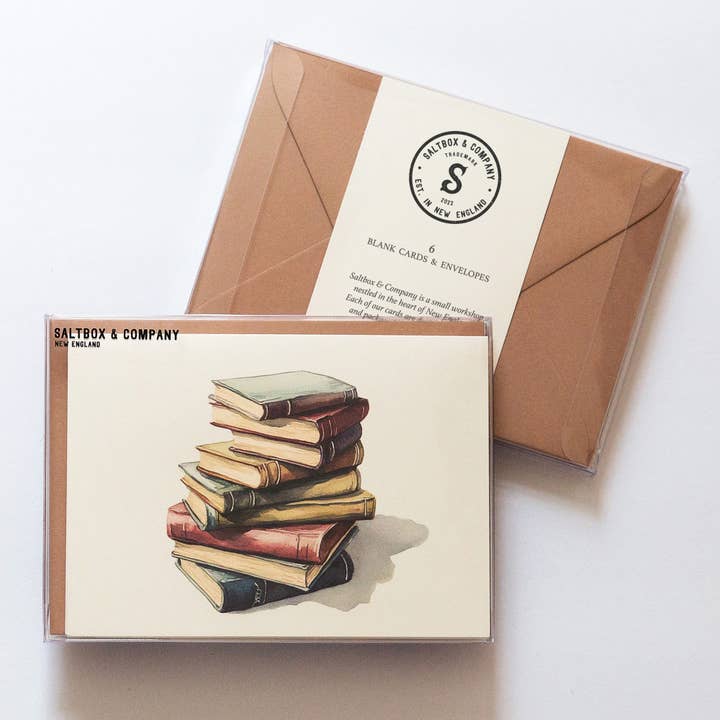 Books - Box of 6 Note Cards for wholesale by Saltbox & Company