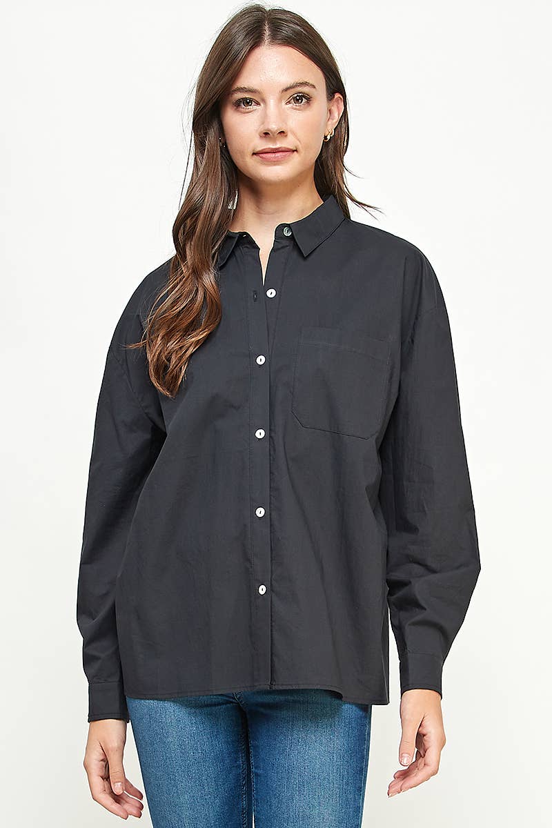 FUN2FUN - Wholesale Button Down Shirt - Women's - POPLIN COTTON BUTTON DOWN POCKET SHIRT13