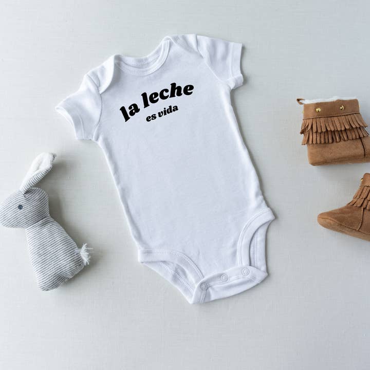 White Milk is Life Organic Cotton Onesie for wholesale on Faire