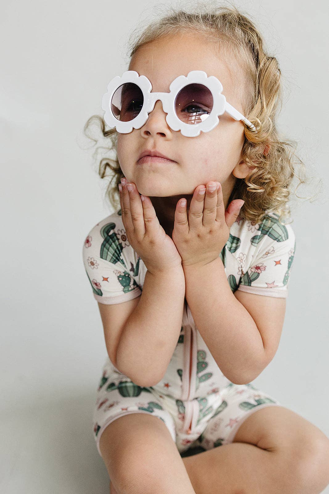 Lucky Panda Kids - Wholesale Jumpsuit - Baby - Baby Bamboo Shorty Romper | Cactus Flowers7