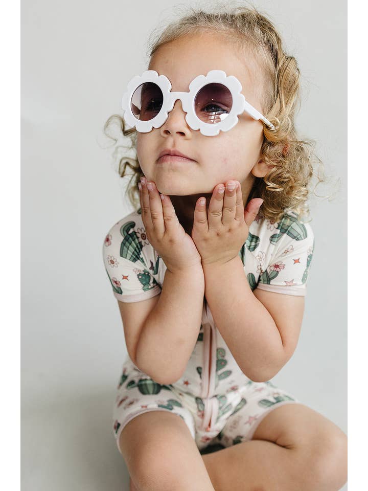 Lucky Panda Kids - Wholesale Jumpsuit - Baby - Baby Bamboo Shorty Romper | Cactus Flowers7