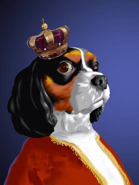 Cavalier King Charles, kroon, kunstdruk met hond voor wholesale door Brian Rubenacker studios