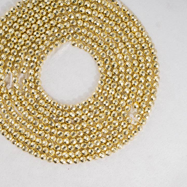 Soothing Crystals Beads - Wholesale Beads - Faceted Beads | Dark Gold Hematite | Gemstone Beads2