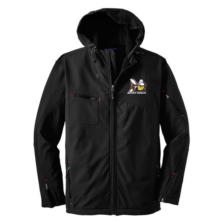 Svart Mens Dodge® Scat Pack Softshell jacka med huva - svart för wholesale på Faire
