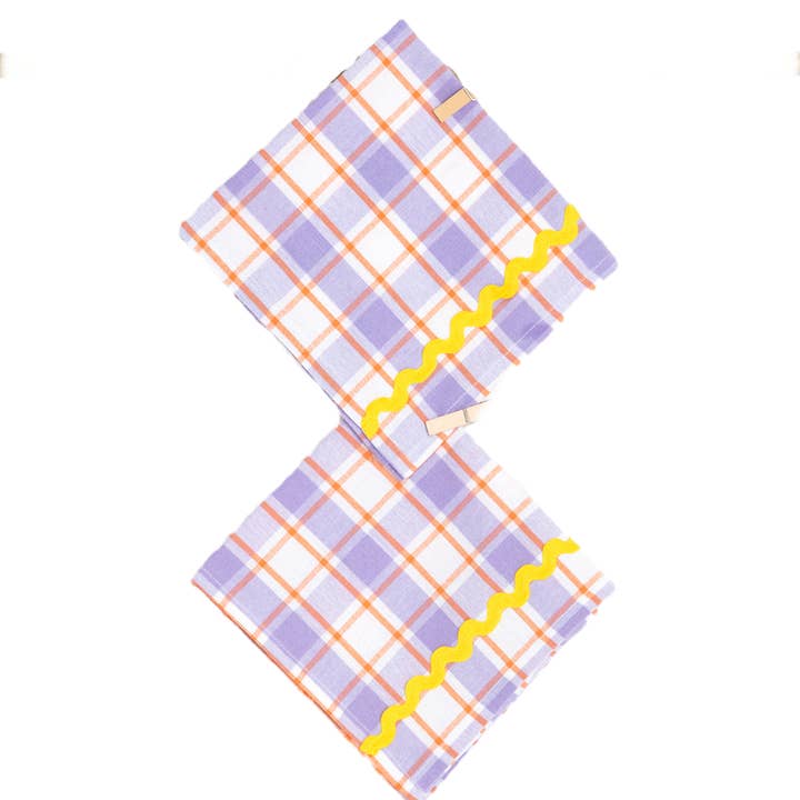 A Pair of Purple and Yellow Napkins for wholesale by Domenica Marland