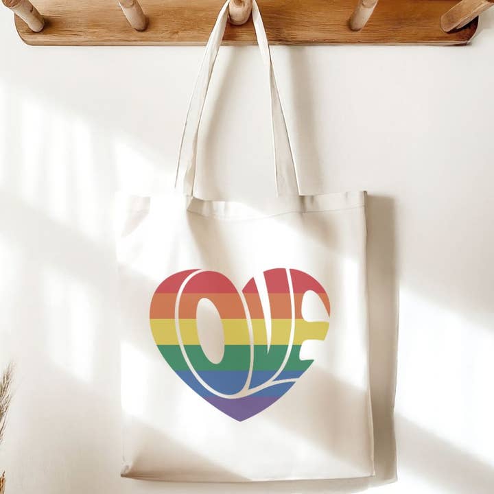 Love Rainbow Pride LGBTQ Canvas Tote Bag for wholesale by Sister Ray