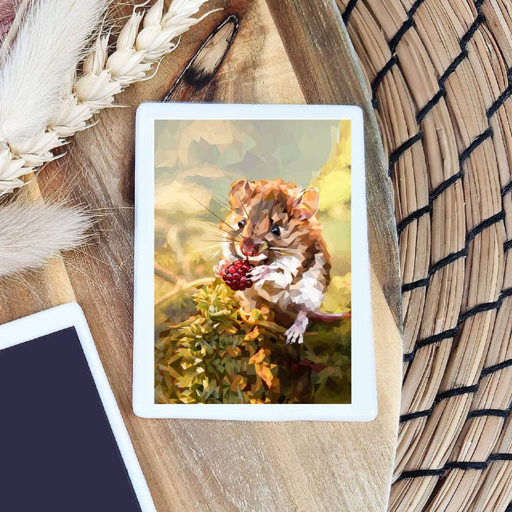 Field mouse illustration | Ceramic fridge magnet | Wildlife for wholesale by Louise Jennifer Design