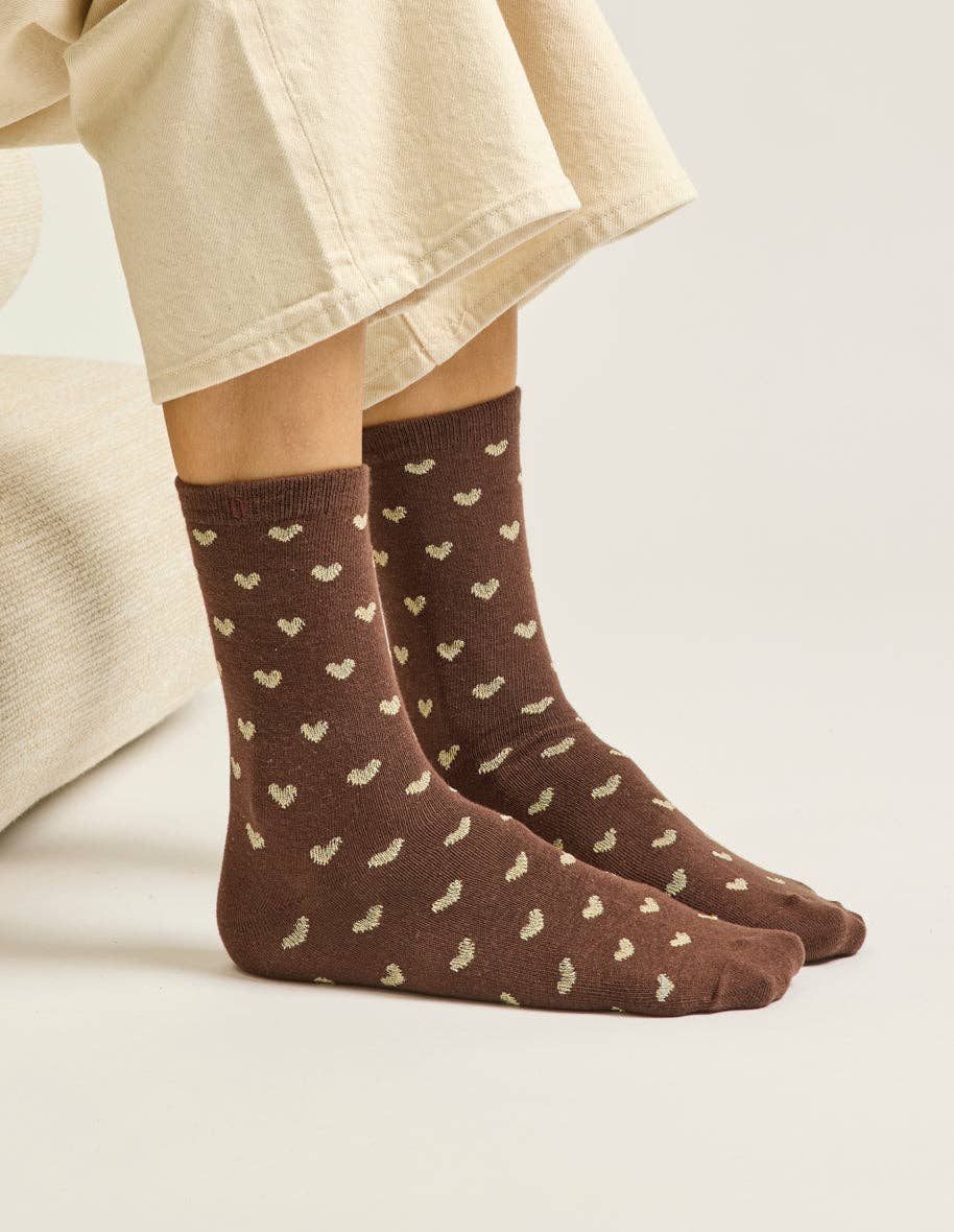 ODAJE - Wholesale Socks - Women's - Pack of 3 Socks - Fancy little brown gold heart3