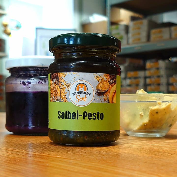 Pesto - con salvia o erbe aromatiche da giardino per la vendita all'ingrosso da parte di Quedlinburger Senf
