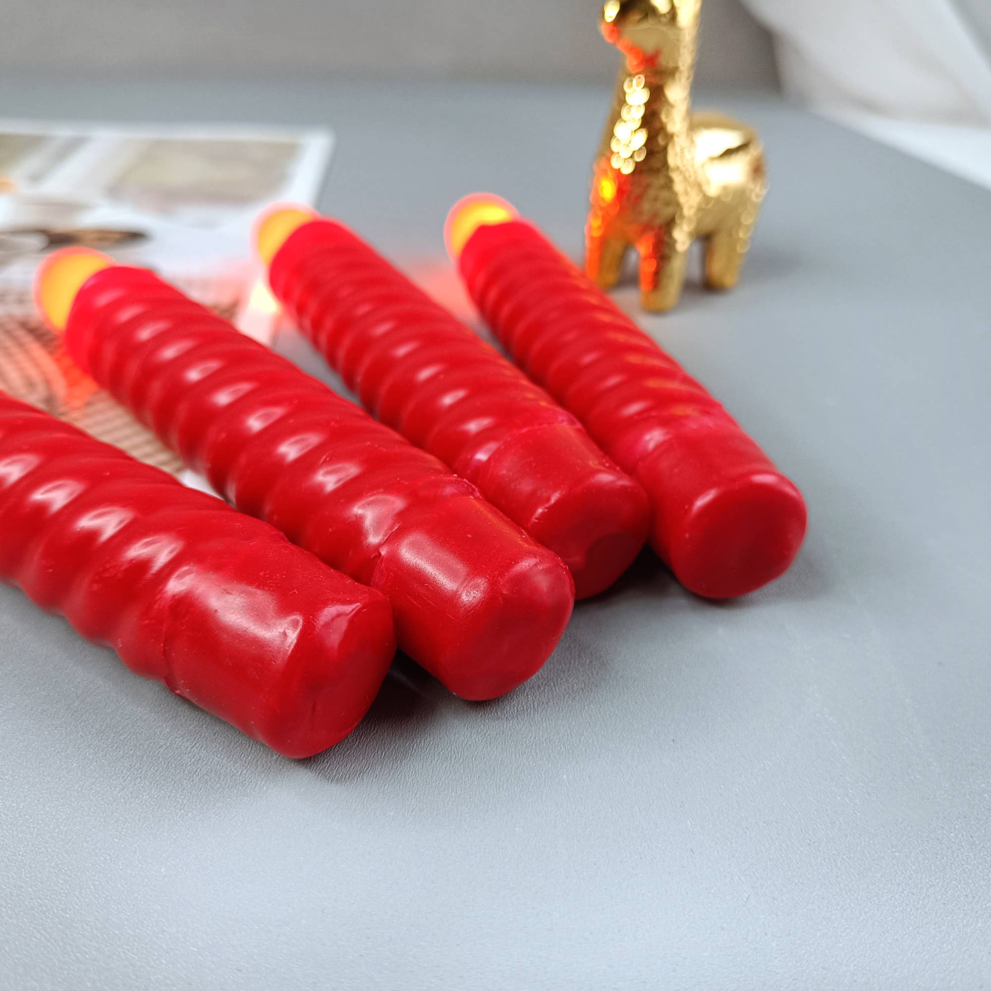 Candles Meta – wholesale Flamlöst ljus – Röda 6-pack Bule Real Wax Belagda LED-batterikoniska ljus4