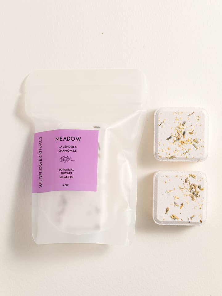 Meadow Botanical Shower Steamers -Lavender Chamomile for wholesale by Wildflower Rituals