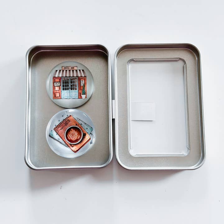 So Thoughtful Gifts - Wholesale Magneet - Coffee Shop blikset met glazen magneet3