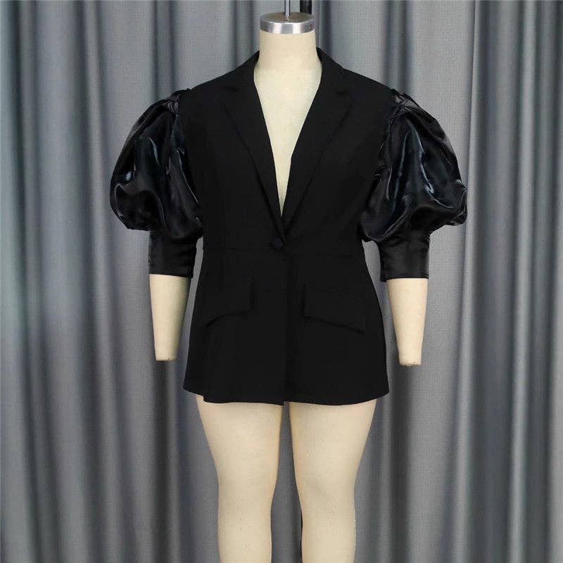 Black Versatile Party Bubble Sleeve Cardigan Top for wholesale on Faire2