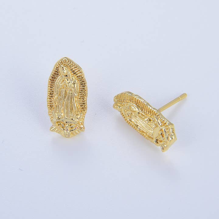 Beads Creation - Vendita all'ingrosso Orecchini a bottone - 1 paio di orecchini a lobo con Vergine Maria, Nostra Signora di Guadalupe ER193