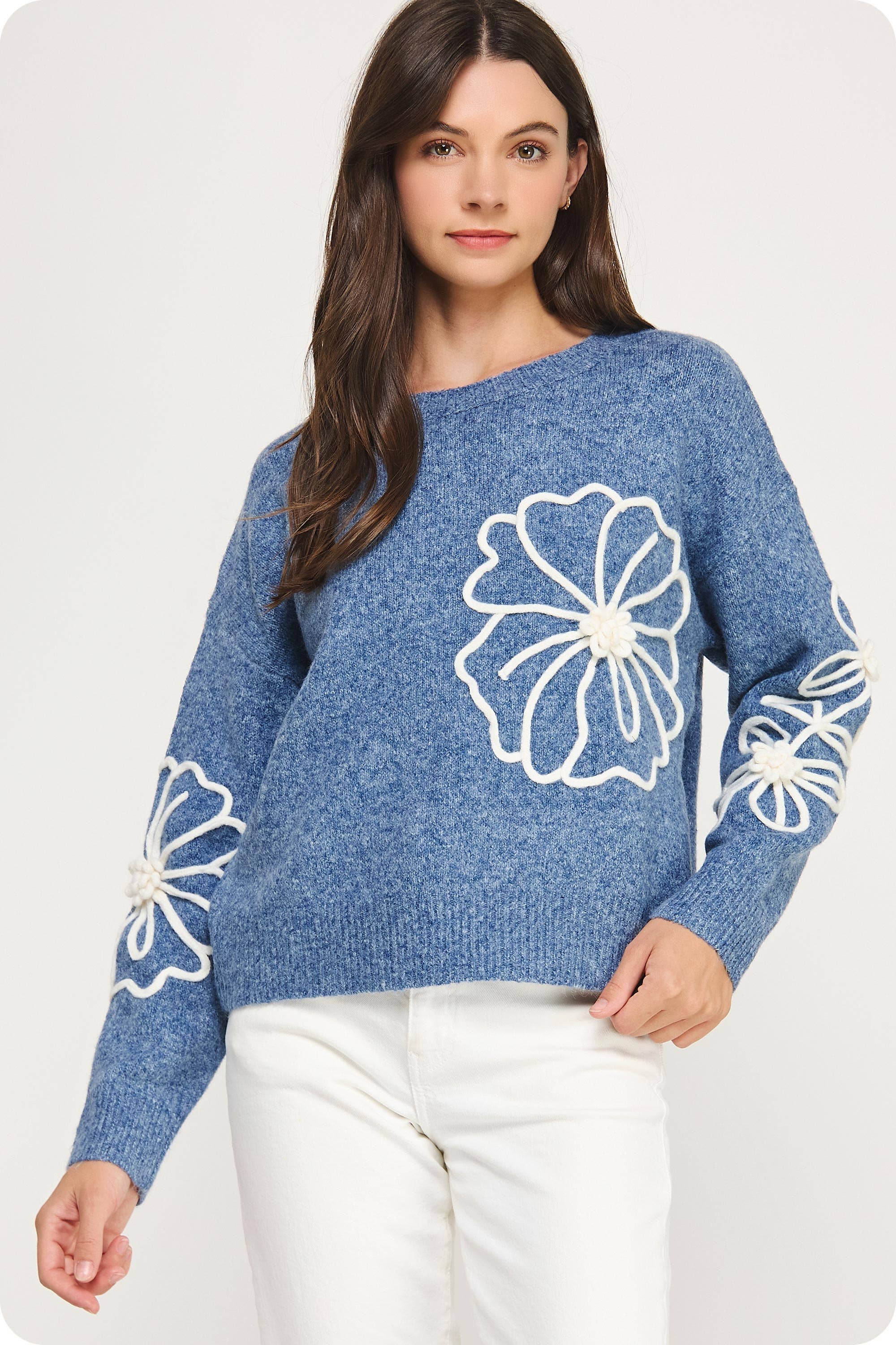 Strut & Bolt - Vendita all'ingrosso Maglia larga - Donna - Maglione in maglia con ricamo floreale5