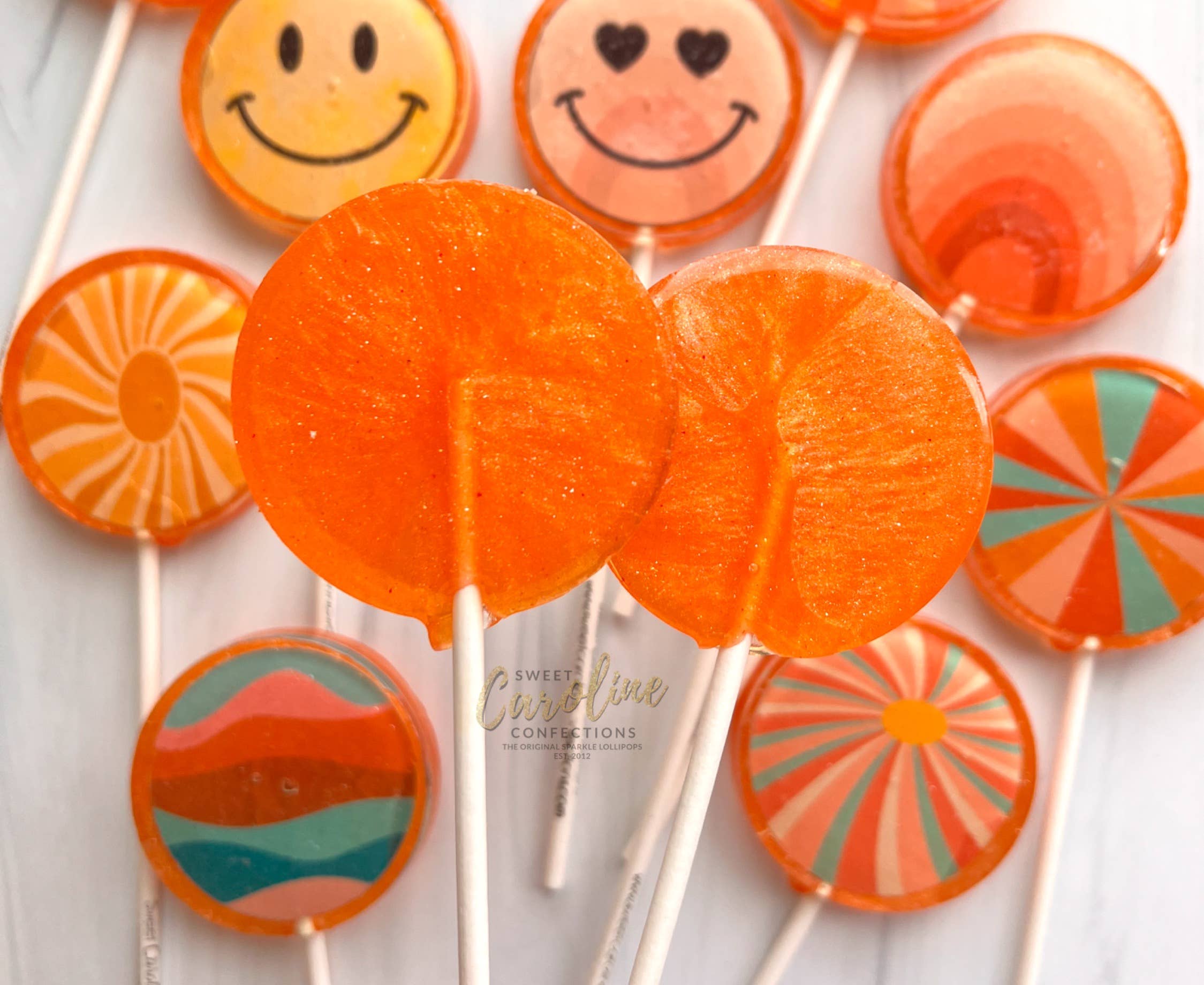 Sweet Caroline Confections - Wholesale Lollipop - Choose Happy Lollipops, Peach Flavor, 10/Case - VEGAN1