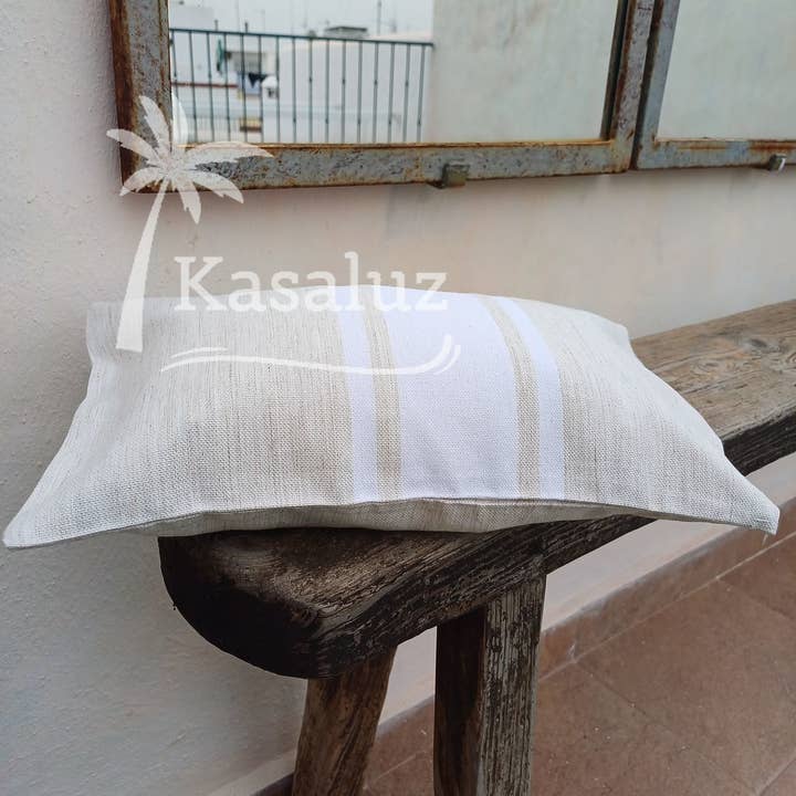 KASALUZ - Wholesale Beach Accessories - Inflatable Beach Cushion Auténtica Beige 100% Cotton