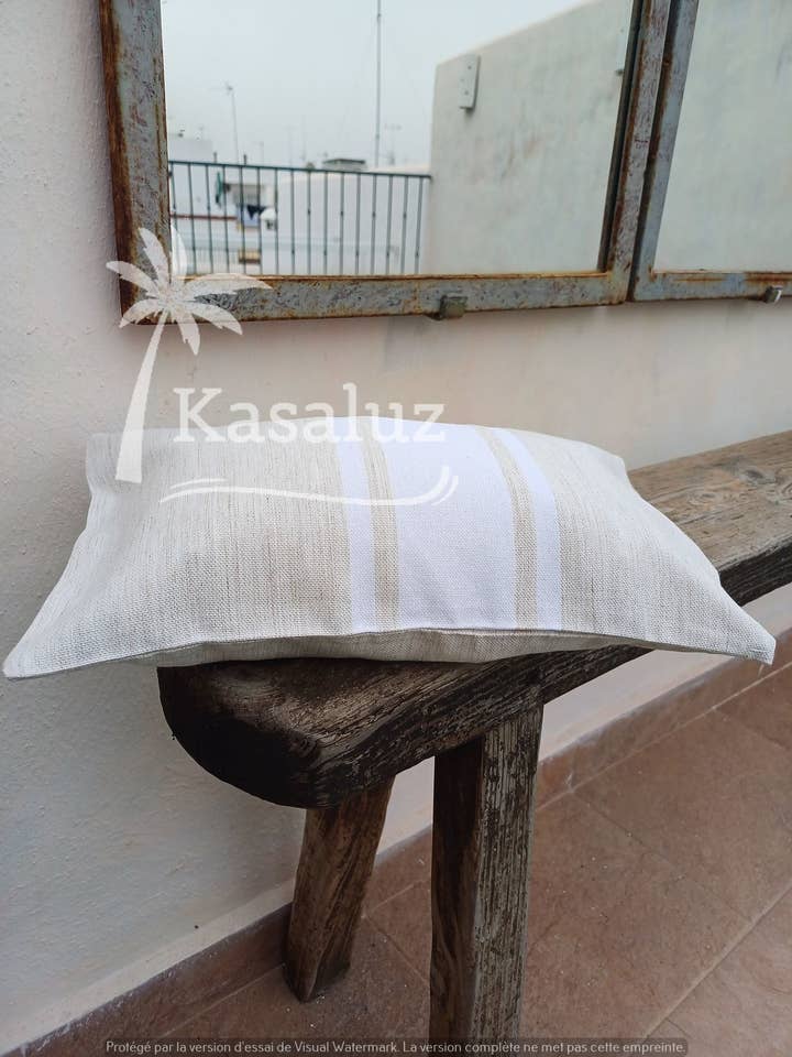 Inflatable Beach Cushion Auténtica Beige 100% Cotton for wholesale by KASALUZ